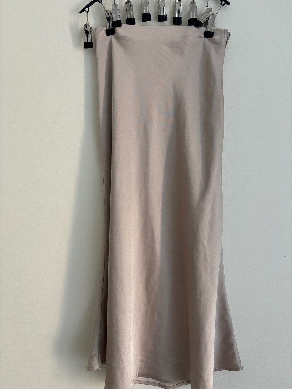Satin Maxi Skirt in Light Taupe